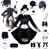 Black Butler Ciel Phantomhive Cosplay Costume Wig Anime Kuroshitsuji Ciel Phantomhive Christmas Halloween Party Clothing