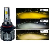 XTG 3-Color LED Car Headlight Bulbs H1 H3 H4 H7 H8 H11 HB3 12V Tri-Color LED Headlights White Yellow Fog Lights 6000K Auto Lamps