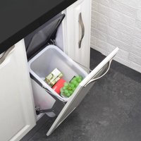 Undermount Cabinet Trash Bin Tilt-Out Hidden Waste System Small Space Rubbish Organizer Built-In Kitchen Container with Handle