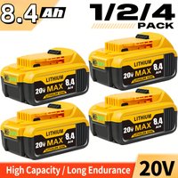 4er-Pack 8,4Ah Ersatzakku für DCB205 20V Max Werkzeuge, hohe Kapazität, kompatibel mit DCB180 DCB200 DCB206, LED-Anzeige, Sicherheitsschutz, für Baustelle & Heimwerker.