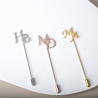 Tangula Customize Lapel Pin for Groom Stainless Steel Mens Personalize Initials Shirt Collar Pin Wedding Jewelry Best Man Gifts
