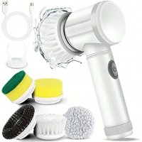 Electric Spin Scrubber With 5 Replaceable Brush Head Power Electric Cleaning Brush Handheld Rechargeable Shower Scrubber