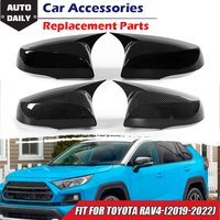 Rhyming For 2019-2022 Toyota RAV4 Highlander Side Mirror Cover Wing Rearview Accessories Carbon Pattern Glossy Black Modified