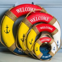 Lifebuoy Wall Hanging Decor Large Life Preserver Ring Decorative Welcome Aboard Mediterranean Style Decoration Nautical Pool