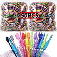 10/20/50pcs New Colorful Steel Wire Ring Keychain Loop Screw Lock Rope Key Chains Tools Holder Keyring DIY Pendant Accessories