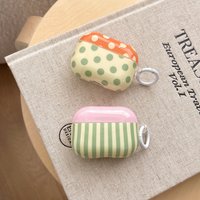 Cute Pink Green Orange Polka Dot Striped Glossy With Hook Shock Proof Earphone Cover Case for AirPods 1 or 2 3 4 Pro 2 Pro 3