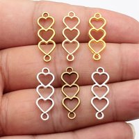 WYSIWYG 20pcs 24x8mm 6 Colors Hollow Heart Connector Charms For Earring Making Bracelet Making Jewelry Making Jewelry Findings