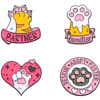 Cute Pink Dog Cat Paw Collection Enamel Pins Partner Familiar Rescue Adodt Foster Claws Brooches For Pet Lovers
