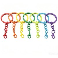 10/20/50PCS Colored Keyrings With Chains Lobster Clasps For DIY Jewelry Making Key Ring Connector Hooks Bags Buckle Accessories