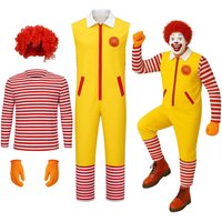 Men's M Uncle Ronald Clown Costume Roleplay Cosplay Halloween Stage Outfit Joker Party Suit Takerlama