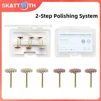 2-Step Dental Rubber Polisher Composite Resin Diamond Impregnated Polishing System RA Disc 14mm Wheel Kit Spiral Flex Brush Tool
