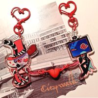 Helluva Boss Anime Love Magnetic Keychain Blitzo Acrylic Key Chain Bags Charms Car Pendant Accessories Goods Friend Gift Cosplay