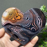 Natural Beautiful Pattern Flower Agate Heart-Shaped Mineral Crystal Home Garden Energy Ornaments Healing Meditation Lucky Gift