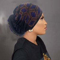 2023 New Glitter Diamonds Women's Turban Cap Summer Muslim Beanie Head Wraps Female Headscarf Bonnet Lady Party Headdress