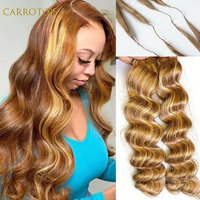 Body Wave Feather Crochet Hair Dark Brown and Blonde Color Hair Extensions 100% Human Hair Crochet Knotless For Braiding