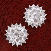 (20PCS/LOT) 26MM 2Colors DIY Clear Alloy Rhinestone Flatback Buttons Bling Metal Crystal Flower Flatback Buttons For Wedding