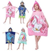 girl Bathrobe Newborn Towel for Kids Dress Up Kids Poncho Cape Kids Unicorn pattern Beach Towel Poncho Hooded Baby
