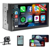 Wireless Double Din Car Stereo with Apple Carplay, 7inch Touchscreen Double Din Radio Car Audio Receivers with Android Auto,
