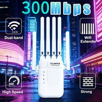 2026 Latest Model Black WiFi Extender 6 High-Gain Antennas 4 Modes Connection US Standard Plug 45 Devices Support Wider Coverage