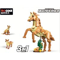 Decool 3in1 Creative Series Horse Fox Kangaroo Building Blocks Wild Safari Animals Giraffe Peacock Bricks Toys For Boys Gifts