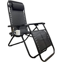 ssssbvZero‑Gravity Style Reclining Lounger – Folding Textoline Outdoor Chair with Side Tray & Headrest (Black)hghasas