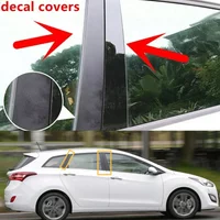 6Pcs Gloss Black Car Stickers for Hyundai I30 Hatchback 2007-2009 2010 2011 2012 Window Trim Cover BC Column Strip Pillar Posts