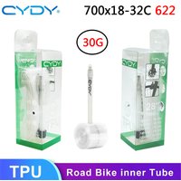 AliExpress CYDY Road Bicycle TPU Inner Tube 700x18 23 25 26 27 28 30 32C Cycling Bike Tires 30G Camera tyre 700C Night fluorescence Valve