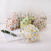 Cute Fruit Print Lunch Bag for Women, Canvas Insulated Lunch Tote with Handles Reusable Waterproof Food Container Bag for School