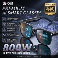 Okulary Smart Glasses 4K 8MP dla mężczyzn i kobiet z kamerą HD, tłumaczeniem ponad 150 języków, ChatGPT, WIFI, nagrywaniem wideo, połączeniami Bluetooth i funkcją audio, rok 2026.