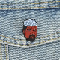 Ice Cube Head Enamel Pins Black Rapper Hiphop Brooches Lapel Badges Funny Name Puns Jewelry Gift for Fans Friends