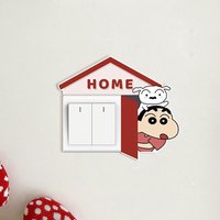Kawaii Crayon Shin-chan Creative Switch Sticker Cute Beauty Socket Protective Cover Beautify Room Decorative Wall Sticker Gifts