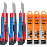 Utility Knife with Plastic-Coated Handle - Snap-Off 18mm CK75 Steel Blade, Comfort Grip & Durable for Industrial & Home Use