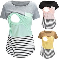 Neue Mutterschaft Kleidung Casual Tops Stillen Für Stillen T Shirt Gestreiften Druck Frauen Mutterschaft Kurzarm Mutterschaft Bluse
