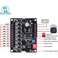 MP3 WAV Mono Voice Playback Module Low-level Trigger GND DY-HL50T 60W Class D Power Amplifier TF Card USB DC 9V-24V