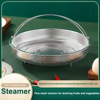 【S】22.5/25.5cm Stainless Steel Food Steamer Basket Pressure Cooker Steamer Basket With Handle Steaming Grid Drainer Cooking