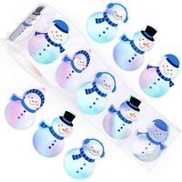 500Pcs Winter Snowman Stickers Roll Holographic Laser Stickers Xmas Cartoon Decals for Kids Envelope Journal Decor Party Supply