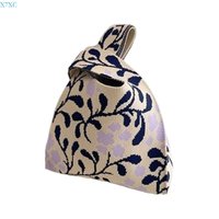 X7XC Trendy Blue Knit Handbag Spacious Shopping Bag Suitable for Different Settings