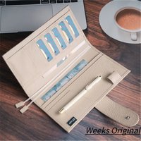 OX KNIGHT Original Weeks Notebook Cover Lychee Grain Leather Planner for Hobonichi with Back Pocket Double Clasps Diary