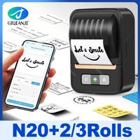 N20 Tragbarer Mini-Etikettendrucker, thermischer selbstklebender Aufkleberdruckhersteller, tintenlose Taschen-Bluetooth-Maschine, weiße Papierrollen