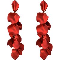 Bohemian Rose Petal Earrings Flower Red Yellow Blue Colors Flower Drop Earrings Long Tassel Earrings Party Wedding Jewelry C