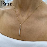 Rrjzz Certified D-Color Lab Created Diamond Adjustable Pendant Necklaces Full Moissanite Lariat Necklace for Women Jewelry Gift