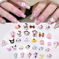 50pcs Kawaii Sanrio Cartoon Nail Art Decorations Kuromi/Melody/Hello Kitty Leopard Nail Charms DIY Y2K Manicure Jewelry Parts DL