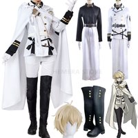 Mikaela Hyakuya Cosplay Anime Seraph Of The End Cosplay Costume Halloween White Cloak Trench Coat Pants Gloves Wig Uniform Play
