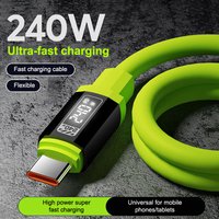 240W USB C Cable With Power Display Fast Charging Charger For 15 16 17 Huawei Phones Type C Cord 1-2m