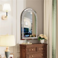 Miroir sans cadre en cristal pour décoration murale, diamant écrasé, argent, salon, chambre à coucher