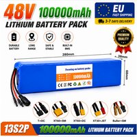 13S2P 48V 100000mAh 100Ah Lithium-Ionen-Akkupack mit 250W 350W 500W 750W 1000W BMS und einem kostenlosen 54,6V-Ladegerät