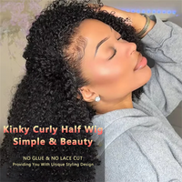 3 IN 1 Half Wig 180% Density Glueless Kinky Curly 100% Human Hair Wigs With Half Wigs Full Machine Made Wig