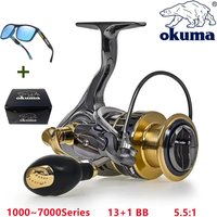 NEW Okuma Original All Metal Fishing Reel 13+1BB Power Spinning Wheel Fishing Coil Shallow Spool Suitable For All Waters