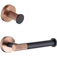 Rose Gold and Black Roll Paper Holder Bathroom Accessories Kit Wall Mounted Toilet Tissue Holder Robe Hook Hanger Coat Hook
