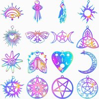 6pcs No Fade Rainbow Star Sun Moon Charm Turkish Eye Fashion Stainless Steel Charms For Jewelry Making Supplies DIY Pendant Bulk